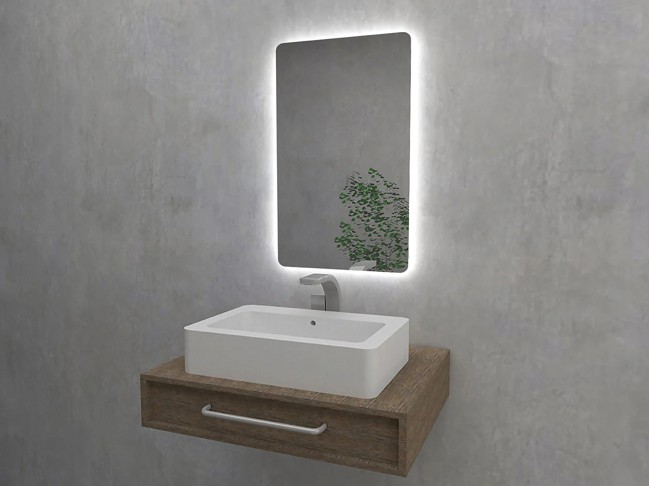 LED spegill 60x80cm með baklýsingu og hitamottu